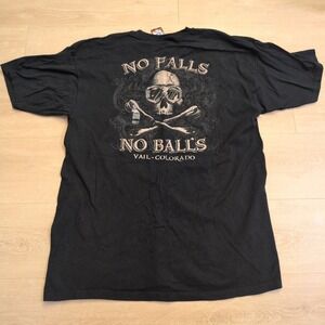 The Duck Co Vail Colorado No Falls No Balls Skull Men XL Shirt Biker Surf Skater